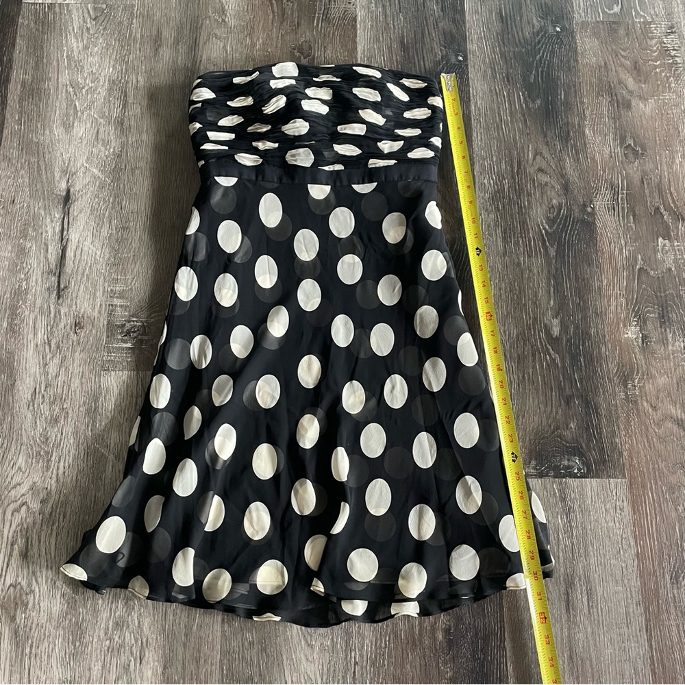 Ann Taylor Black and Cream Polka Dot Strapless Dress, Women’s Size 6P